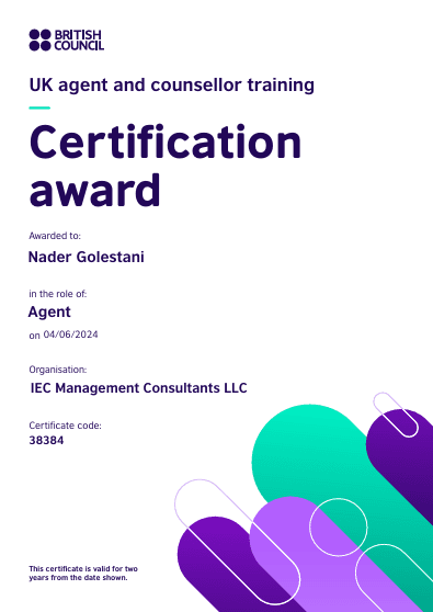 UK agent and counsellor training certificate